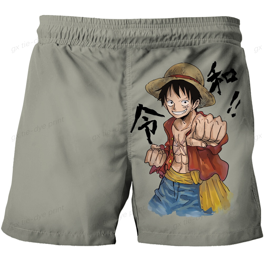 2023 New Cartoon One Piece Children s Beach Shorts Luffy 3D Print Boys Leisure Shorts Swimming - Anime Swim Trunks