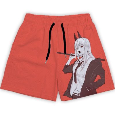 Anime Chainsaw Man Men Gym Shorts Makima Denji Pattern Mesh Breathable Summer Casual Outdoor Running Sports 2 - Anime Swim Trunks