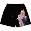 Anime Chainsaw Man Men Gym Shorts Makima Denji Pattern Mesh Breathable Summer Casual Outdoor Running Sports 3 - Anime Swim Trunks