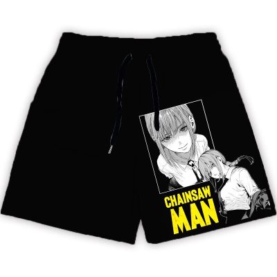 Anime Chainsaw Man Men Gym Shorts Makima Denji Pattern Mesh Breathable Summer Casual Outdoor Running Sports 4 - Anime Swim Trunks