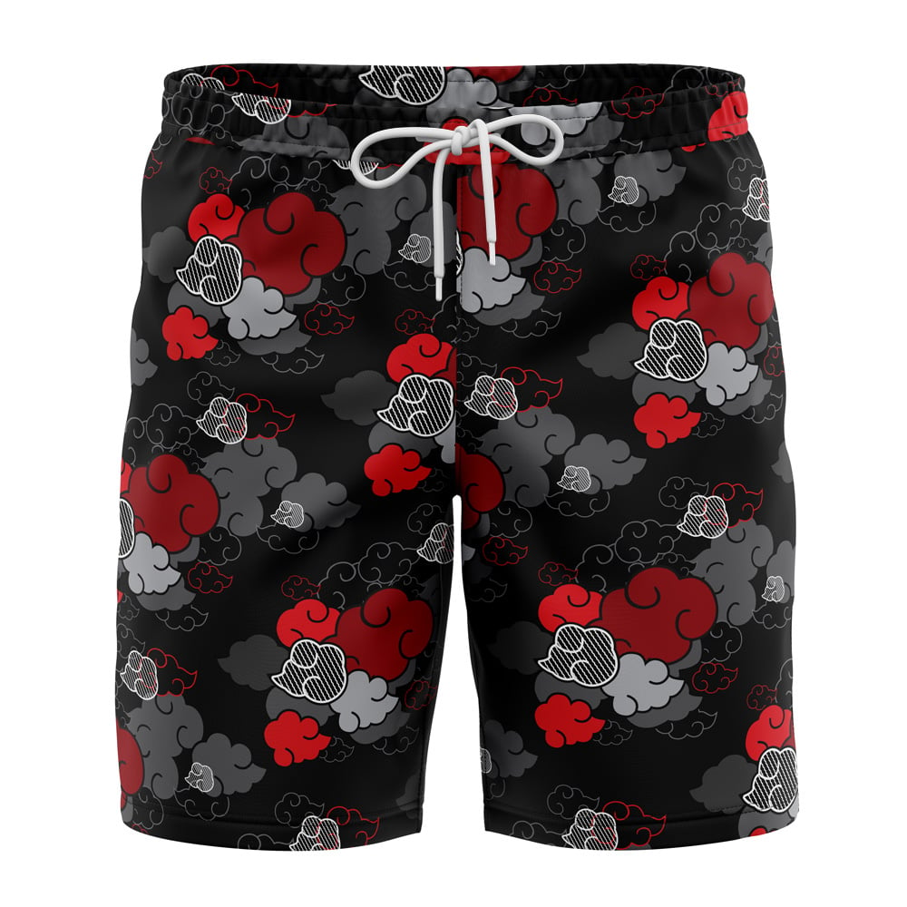 Black Aloha Akatsuki Naruto Board Shorts Swim Trunks | Anime Swim ...