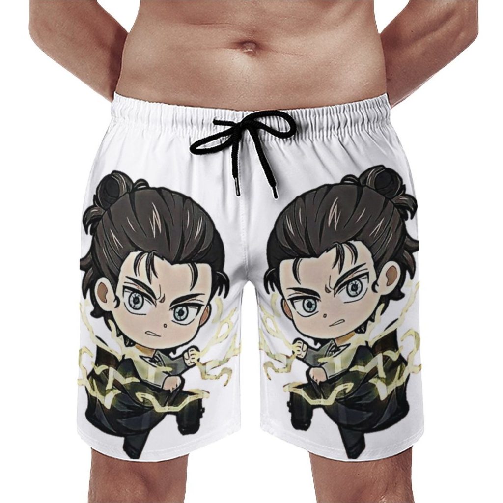 Eren Yeager Board Shorts Attack on Titan Final Season Anime Manga Japan Sports Fitness Beach Shorts 2 - Anime Swim Trunks