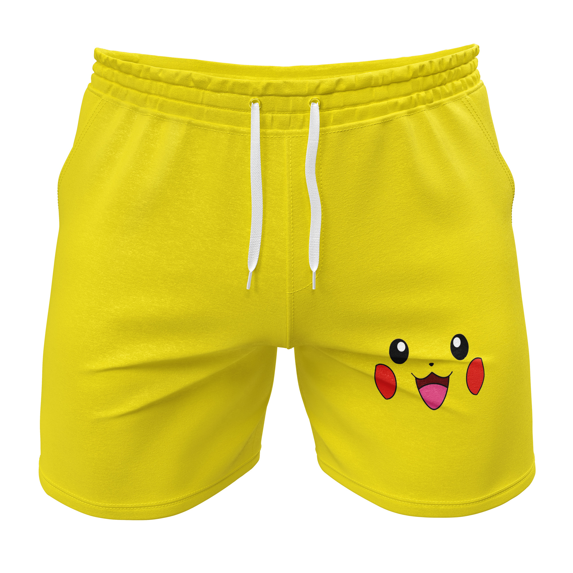 Pikachu Face Pokemon Gym Shorts | Anime Swim Trunks Store