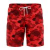 Red Aloha Akatsuki Hawaiian Shorts FRONT Mockup Knot - Anime Swim Trunks