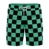 Tanjiro Kamado Demon Slayer Hawaiian Shorts FRONT Mockup Knot - Anime Swim Trunks