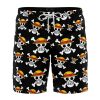 Trippy Luffy One Piece Hawaiian Shorts FRONT Mockup Knot - Anime Swim Trunks