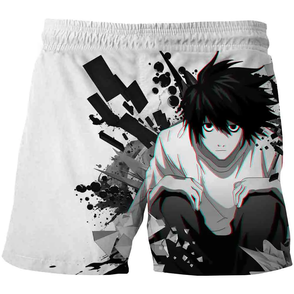 Death Note L Black White Swim Trunk - Anime Swim Trunks